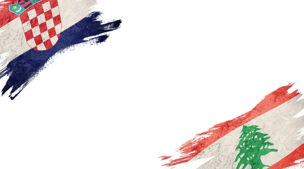 白を背景にクロアチアとレバノンの旗 — ストック写真